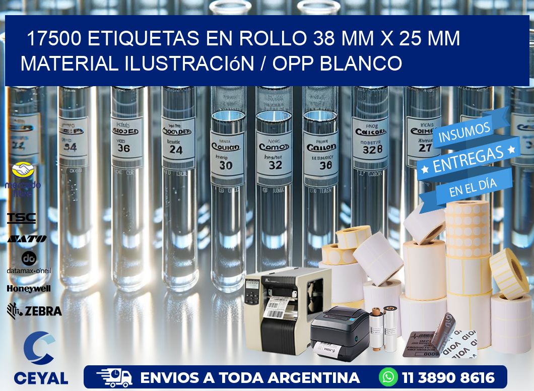 17500 Etiquetas en rollo 38 mm x 25 mm material Ilustración / OPP Blanco