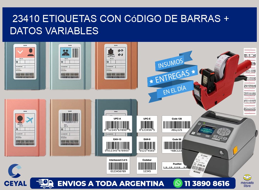 23410 etiquetas con código de barras + datos variables