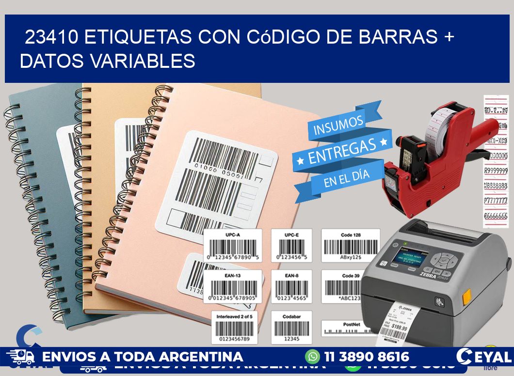 23410 etiquetas con código de barras + datos variables