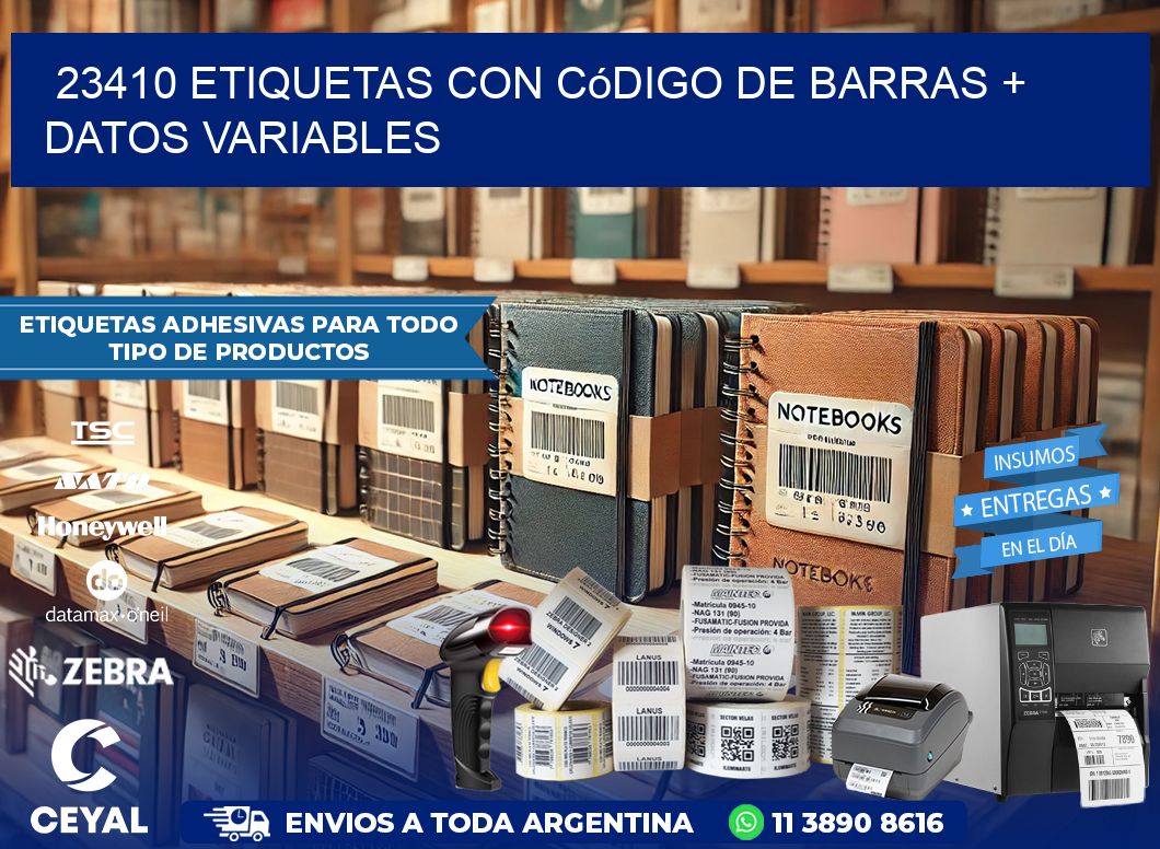 23410 etiquetas con código de barras + datos variables
