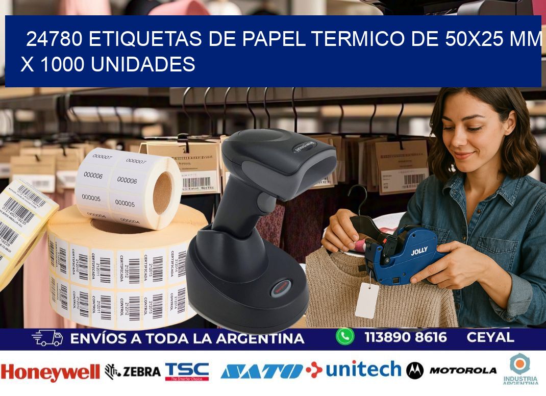 24780 Etiquetas De Papel Termico De 50x25 Mm X 1000 Unidades