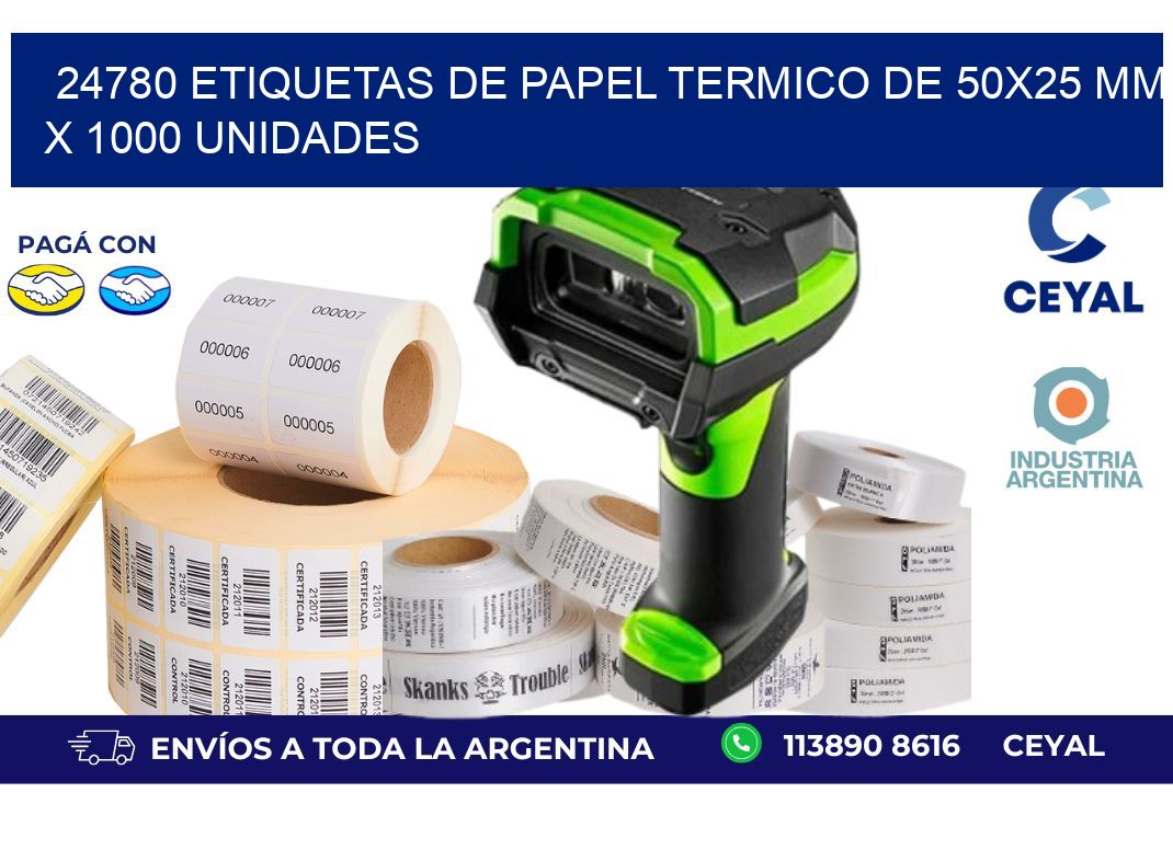 24780 Etiquetas De Papel Termico De 50x25 Mm X 1000 Unidades