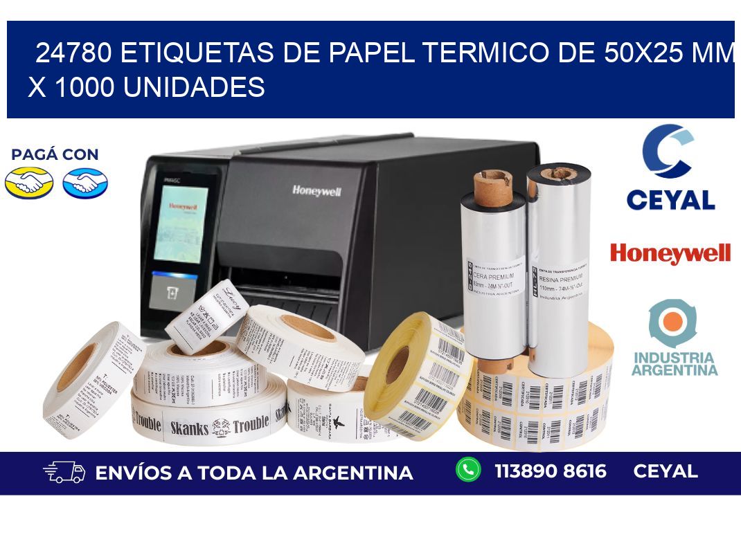 24780 Etiquetas De Papel Termico De 50x25 Mm X 1000 Unidades
