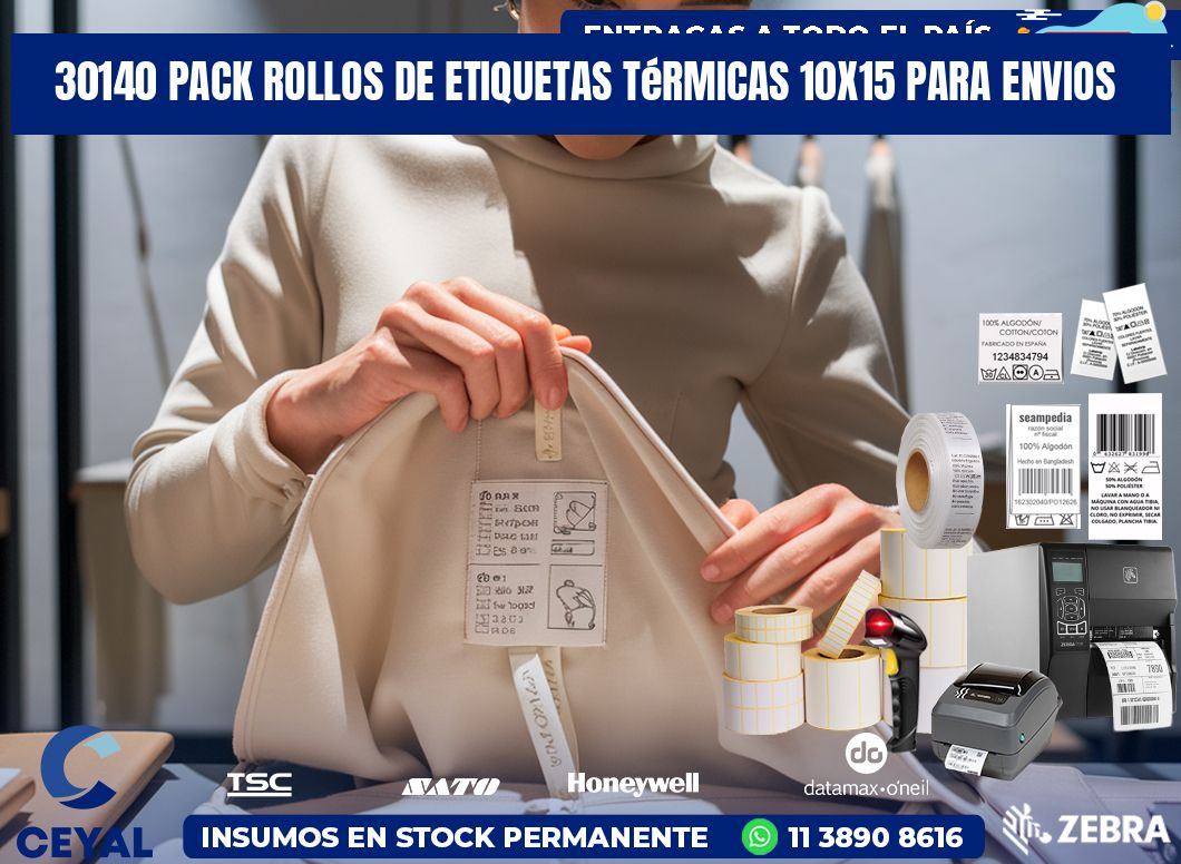 30140 pack rollos de etiquetas térmicas 10×15 para Envios