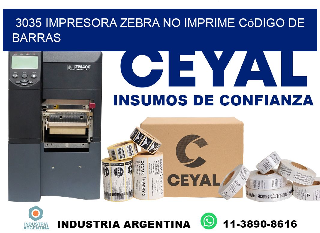 3035 impresora Zebra no imprime código de barras