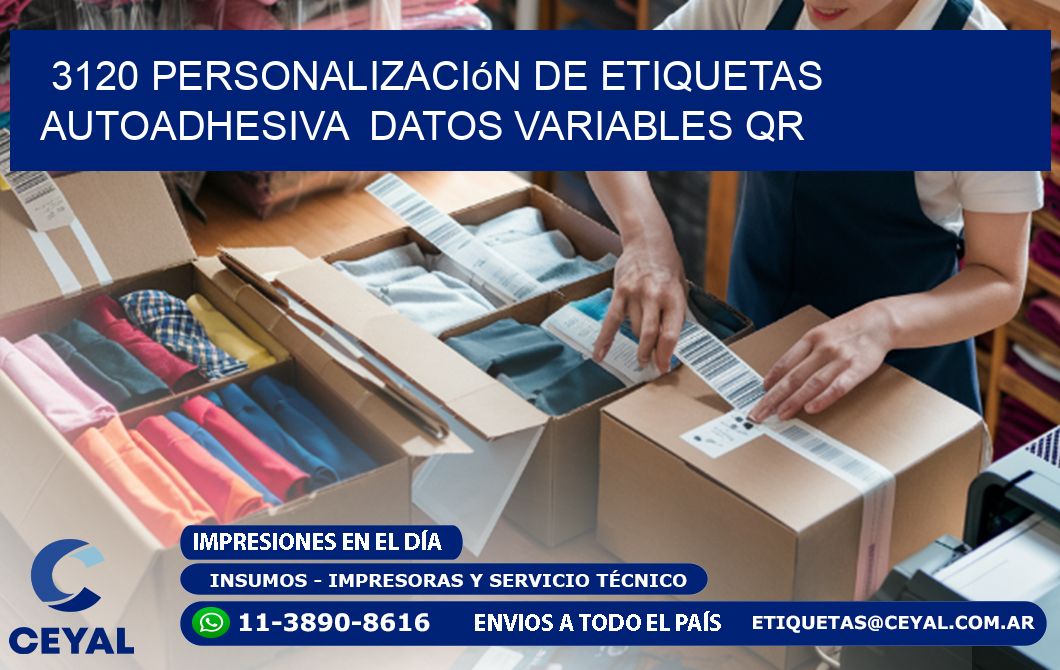 3120 Personalización de etiquetas autoadhesiva  datos variables QR
