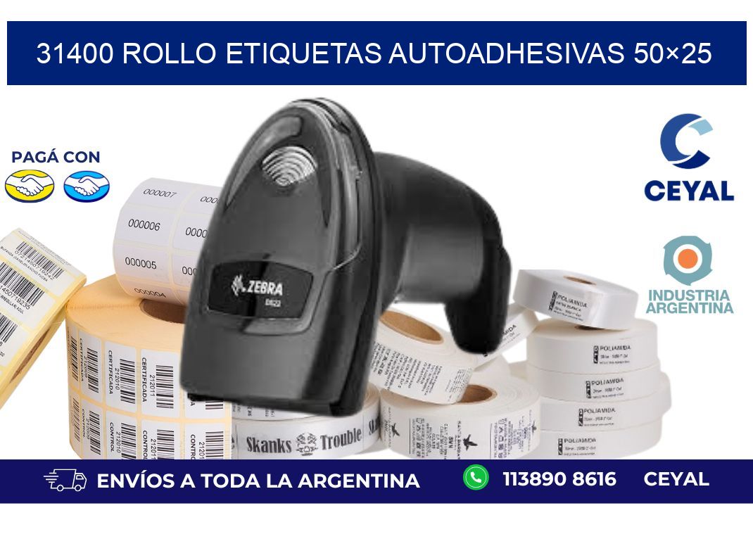 31400 Rollo Etiquetas autoadhesivas 50×25