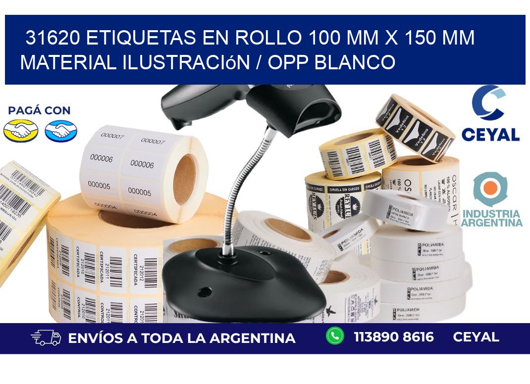 31620 Etiquetas en rollo 100 mm x 150 mm material Ilustración / OPP Blanco