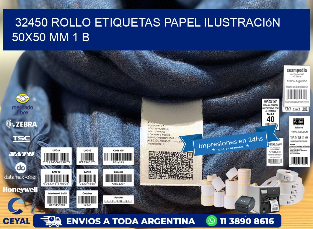 32450 Rollo Etiquetas Papel Ilustración 50x50 Mm 1 B