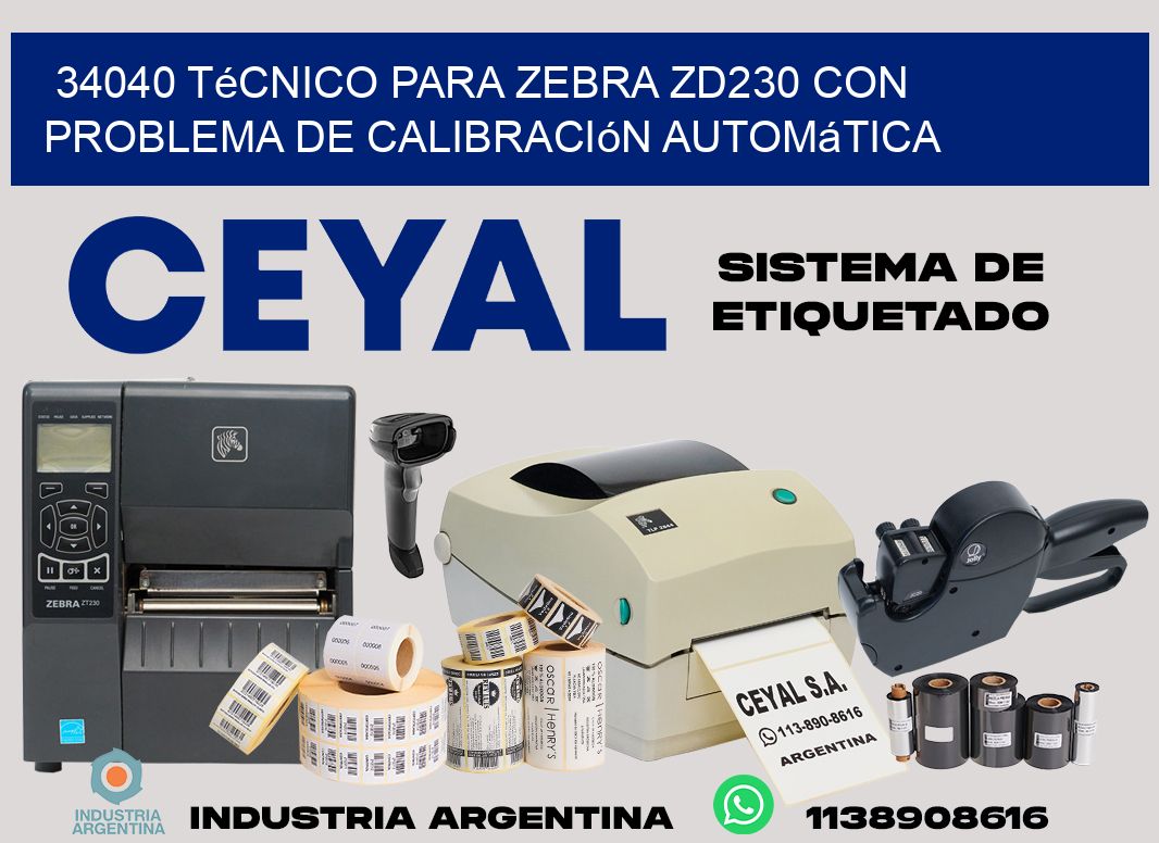 34040 técnico para zebra zd230 con problema de calibración automática