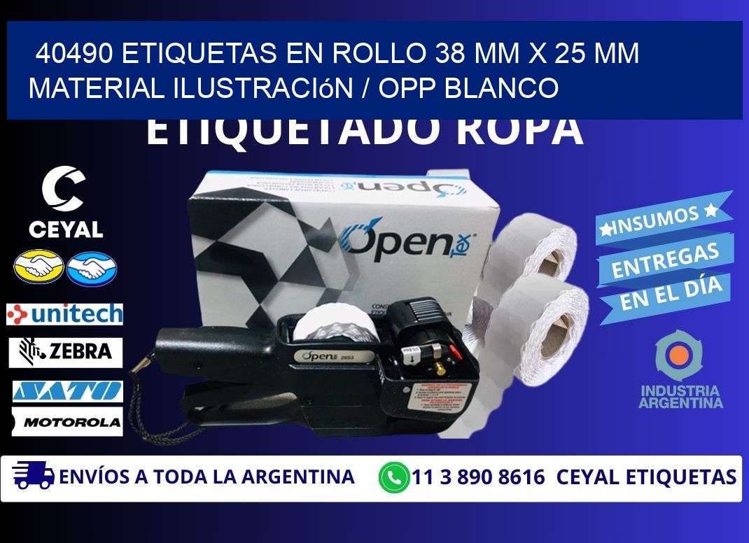 40490 Etiquetas en rollo 38 mm x 25 mm material Ilustración / OPP Blanco