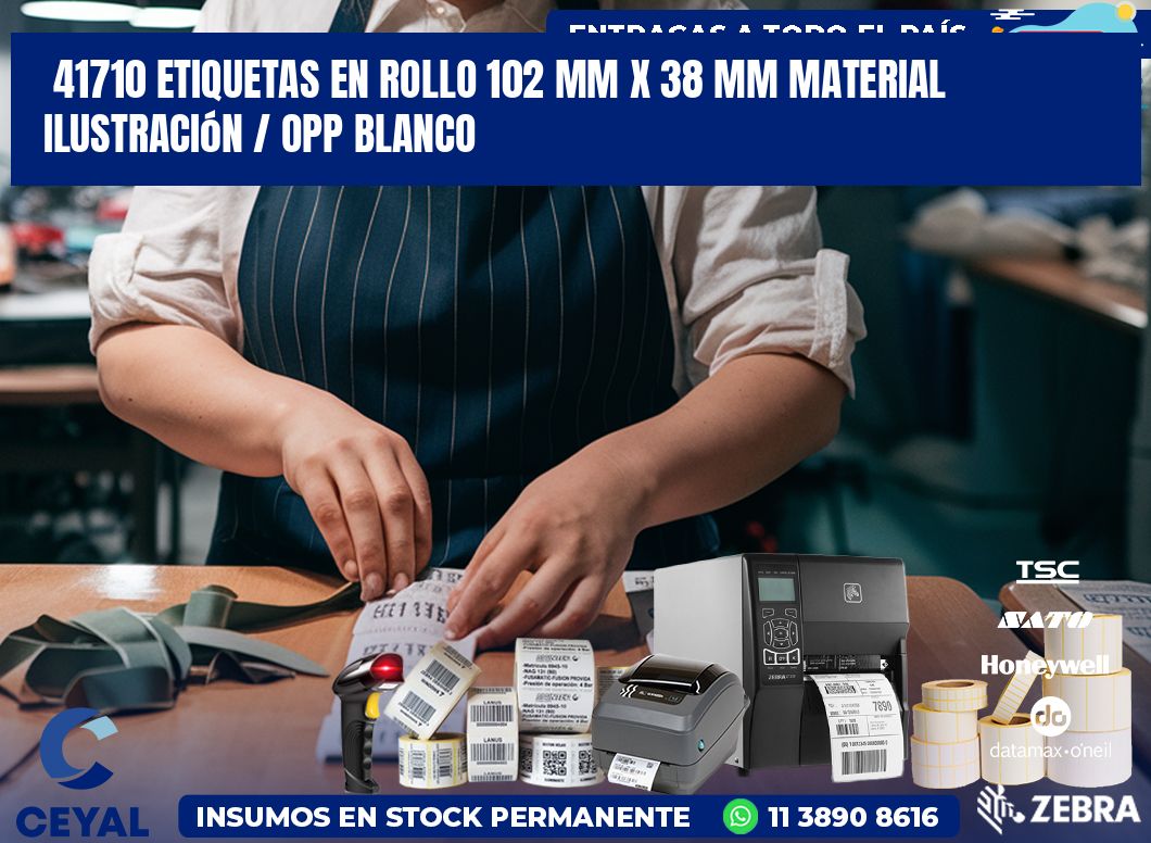 41710 Etiquetas en rollo 102 mm x 38 mm material Ilustración / OPP Blanco