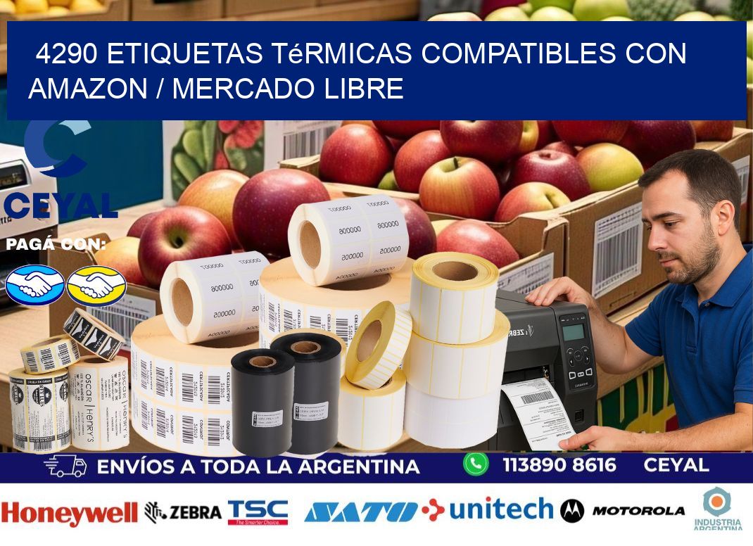 4290 etiquetas térmicas compatibles con Amazon / Mercado Libre