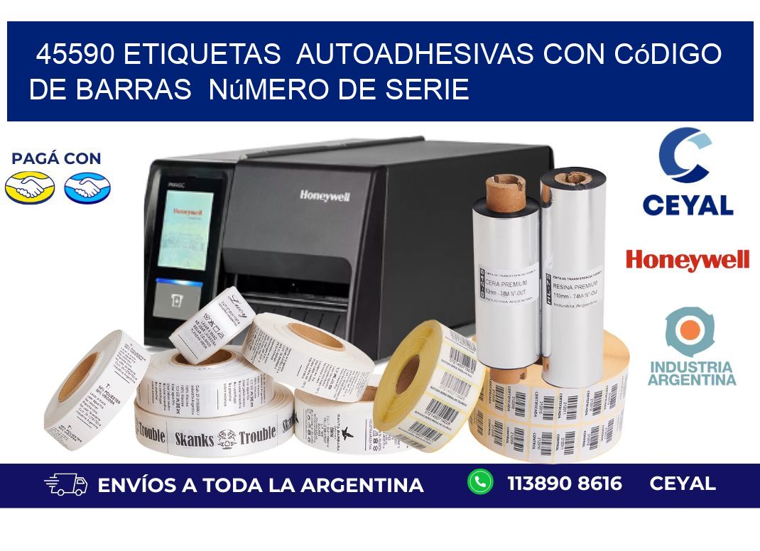 45590 etiquetas  autoadhesivas con código de barras  número de serie
