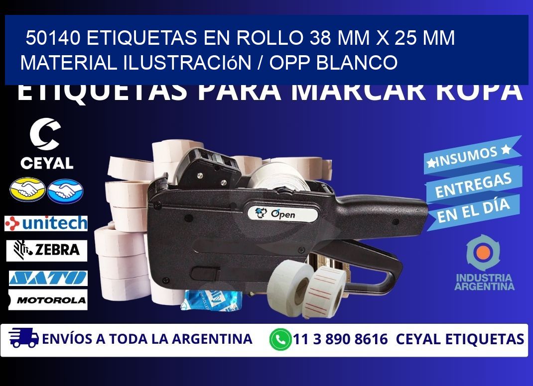 50140 Etiquetas en rollo 38 mm x 25 mm material Ilustración / OPP Blanco