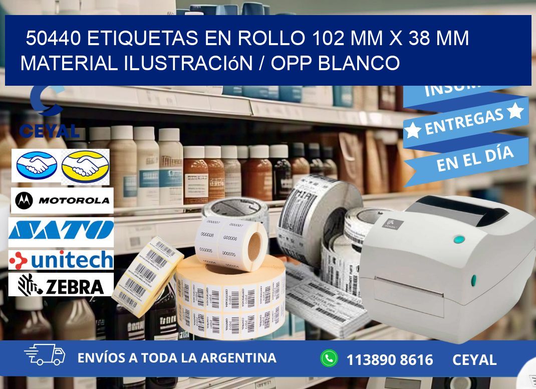50440 Etiquetas en rollo 102 mm x 38 mm material Ilustración / OPP Blanco
