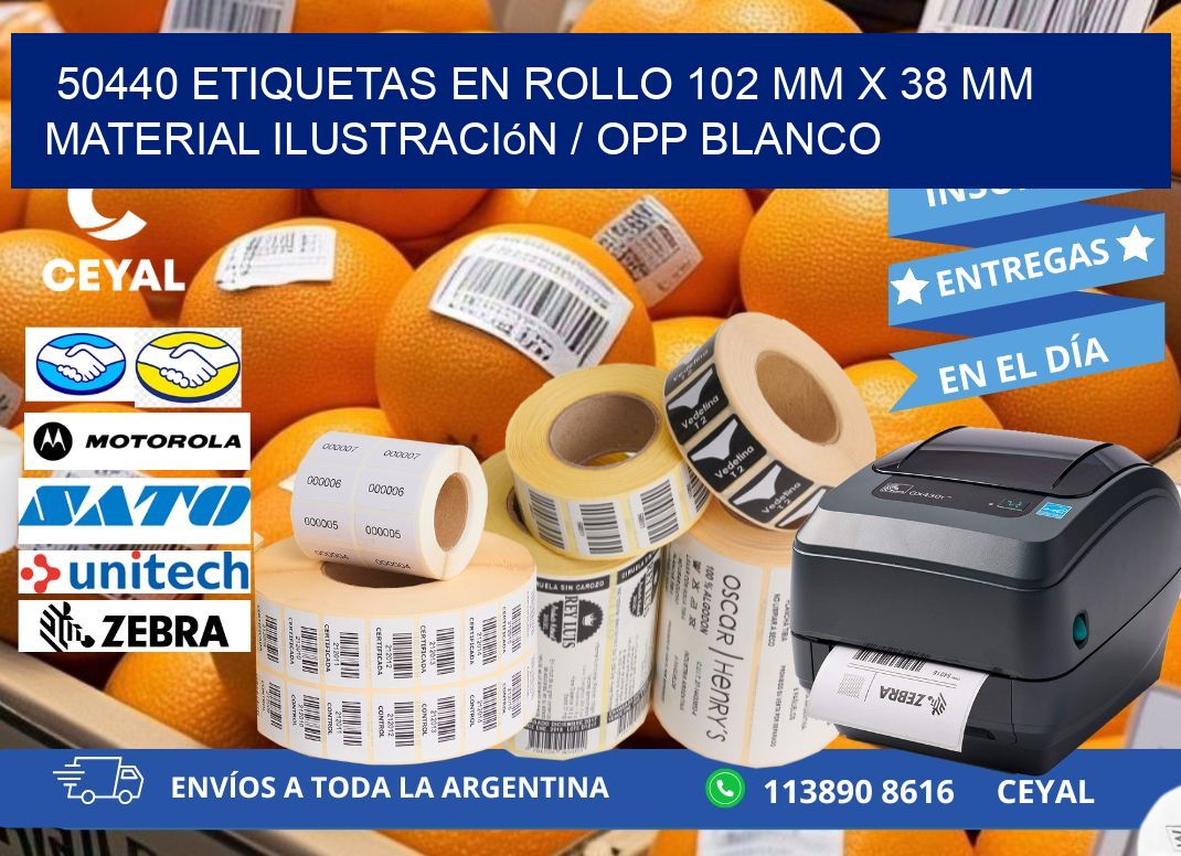 50440 Etiquetas en rollo 102 mm x 38 mm material Ilustración / OPP Blanco