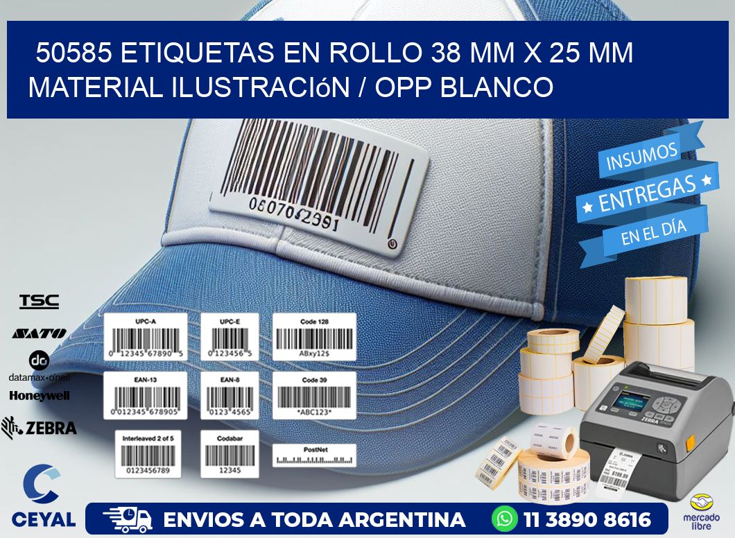 50585 Etiquetas en rollo 38 mm x 25 mm material Ilustración / OPP Blanco