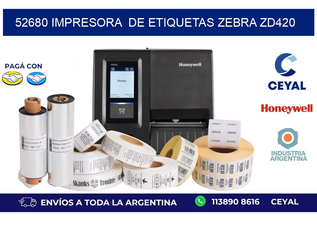 52680 impresora de etiquetas Zebra ZD420