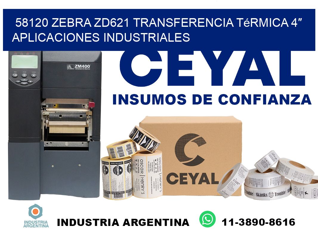 58120 Zebra ZD621 transferencia térmica 4″ aplicaciones industriales