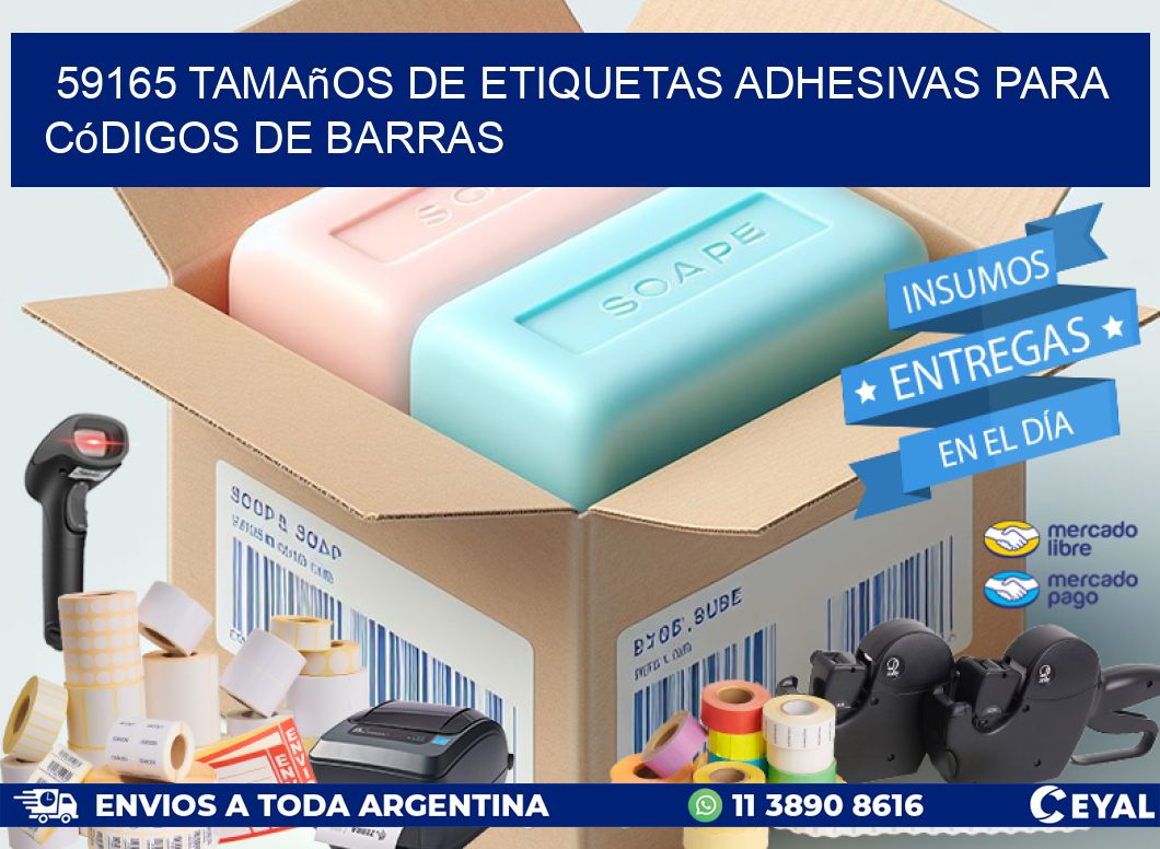 59165 Tamaños de etiquetas adhesivas para códigos de barras