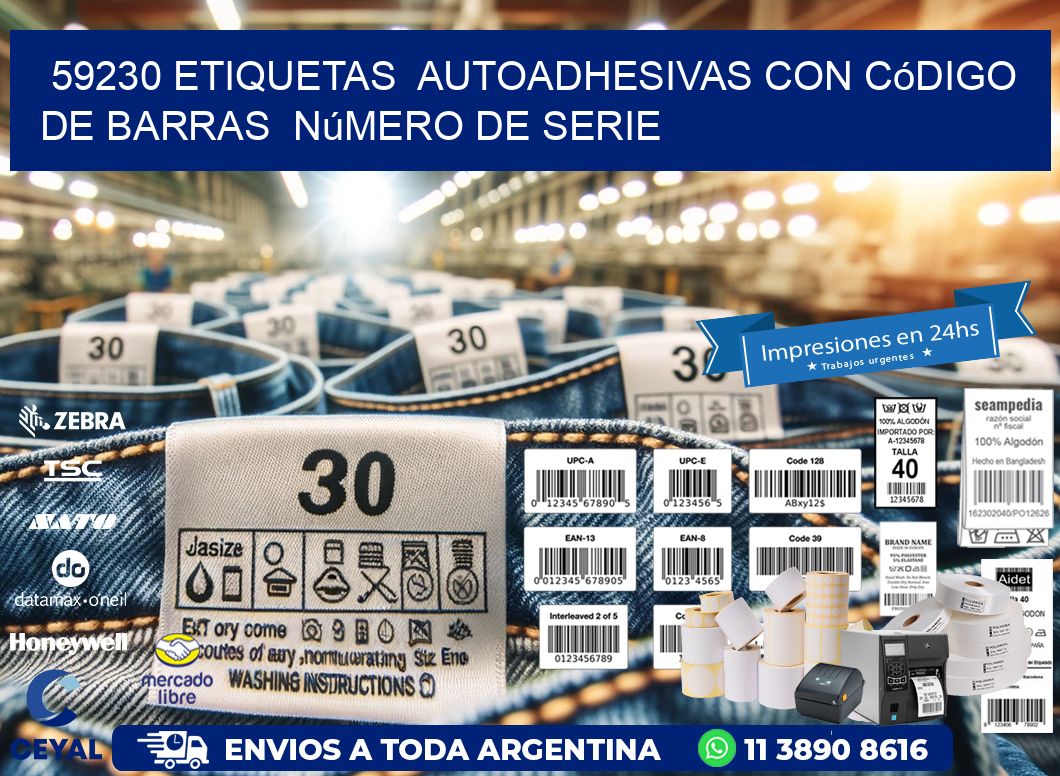 59230 etiquetas  autoadhesivas con código de barras  número de serie