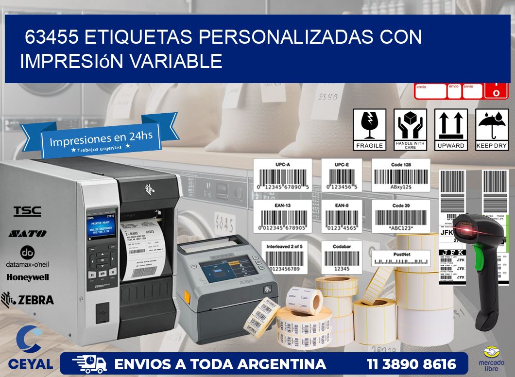 63455 etiquetas personalizadas con impresión variable