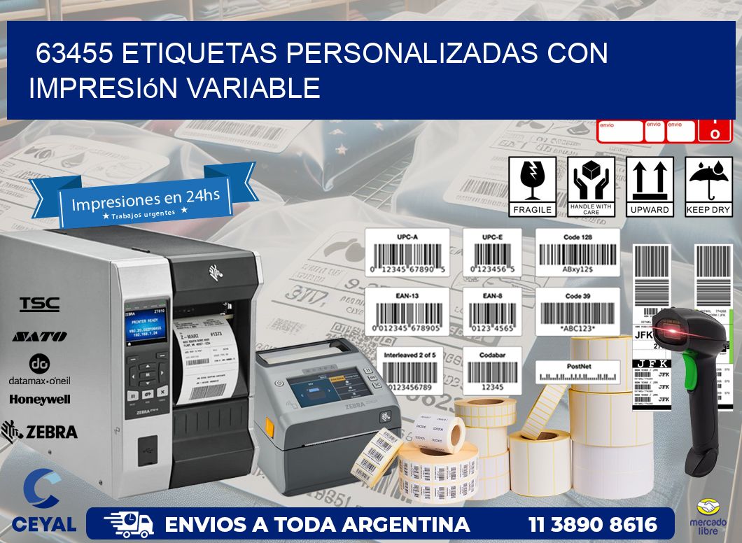 63455 etiquetas personalizadas con impresión variable