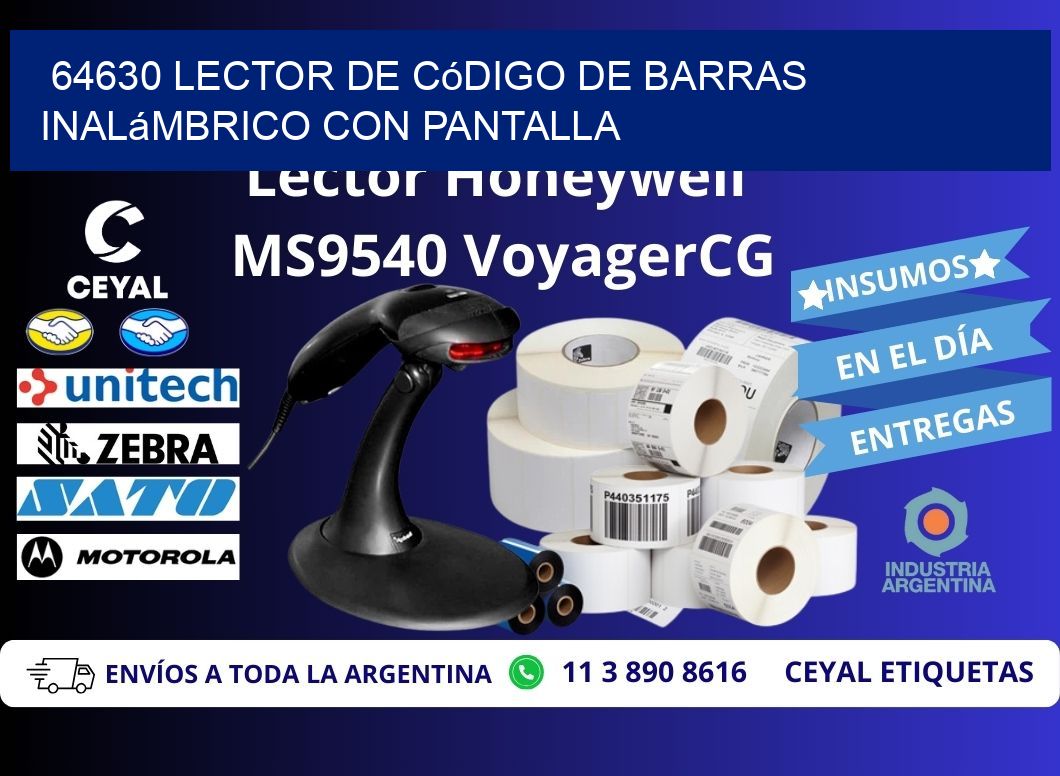 64630 Lector de código de barras inalámbrico con Pantalla