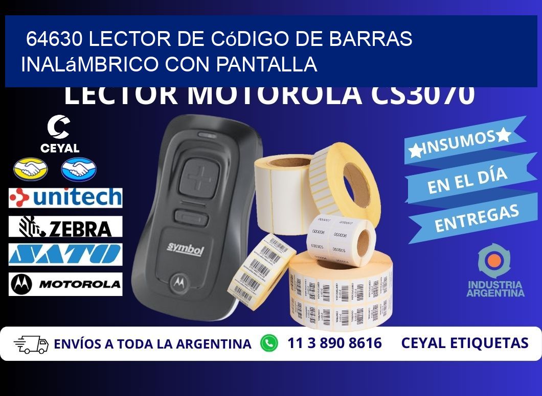 64630 Lector de código de barras inalámbrico con Pantalla