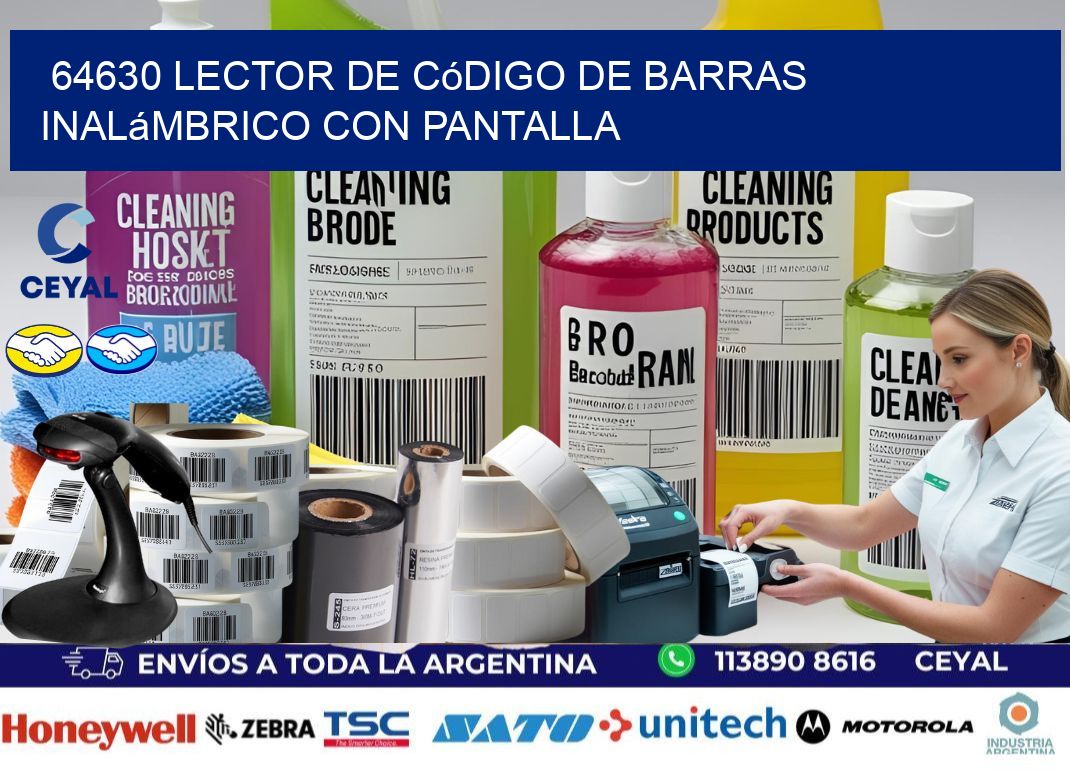 64630 Lector de código de barras inalámbrico con Pantalla