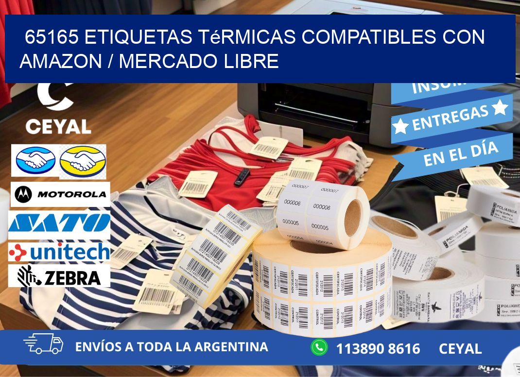 65165 etiquetas térmicas compatibles con Amazon / Mercado Libre