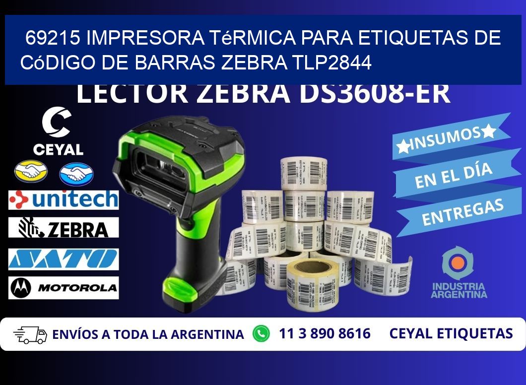 69215 impresora térmica para etiquetas de código de barras Zebra TLP2844