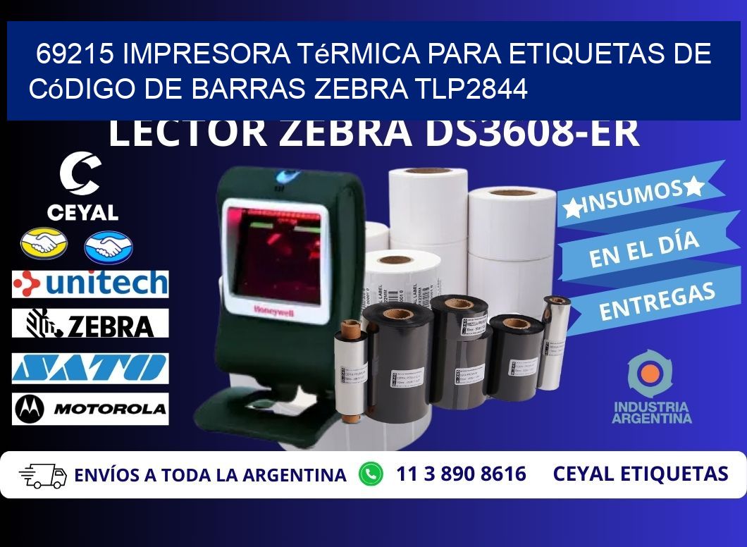 69215 impresora térmica para etiquetas de código de barras Zebra TLP2844