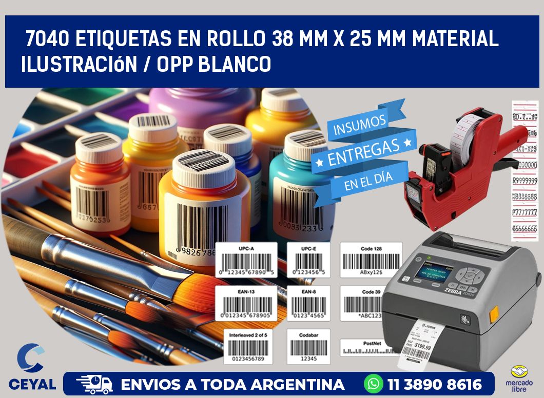 7040 Etiquetas en rollo 38 mm x 25 mm material Ilustración / OPP Blanco