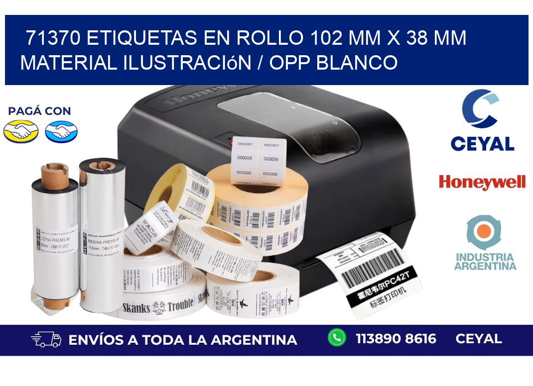 71370 Etiquetas en rollo 102 mm x 38 mm material Ilustración / OPP Blanco