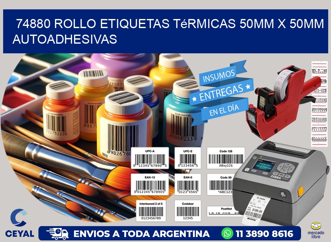 74880 Rollo Etiquetas Térmicas 50mm X 50mm Autoadhesivas