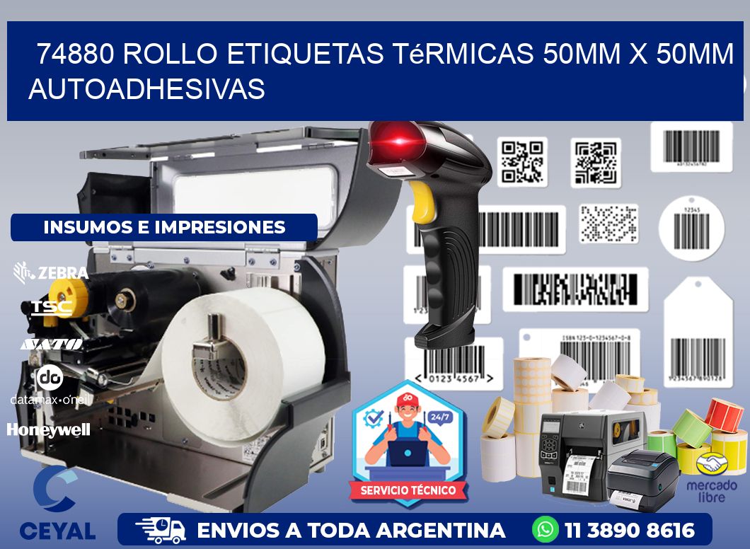 74880 Rollo Etiquetas Térmicas 50mm X 50mm Autoadhesivas