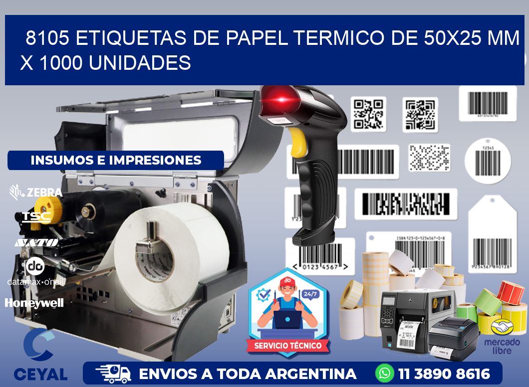 8105 Etiquetas De Papel Termico De 50x25 Mm X 1000 Unidades