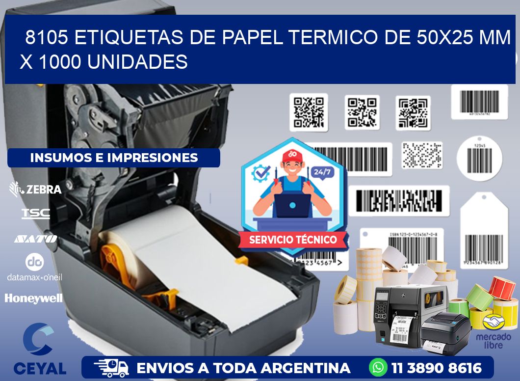 8105 Etiquetas De Papel Termico De 50x25 Mm X 1000 Unidades