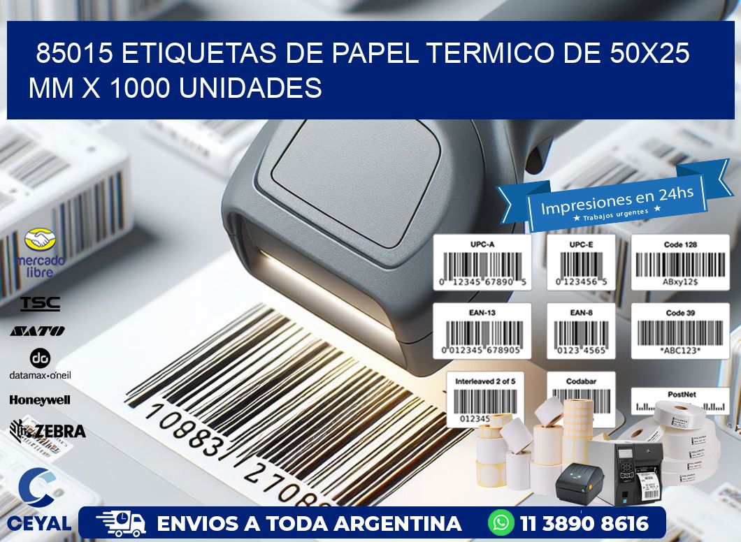 85015 Etiquetas De Papel Termico De 50x25 Mm X 1000 Unidades