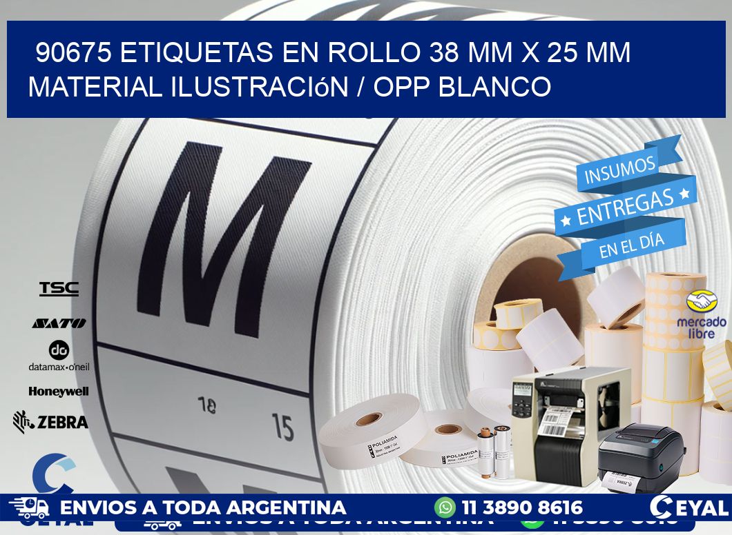 90675 Etiquetas en rollo 38 mm x 25 mm material Ilustración / OPP Blanco