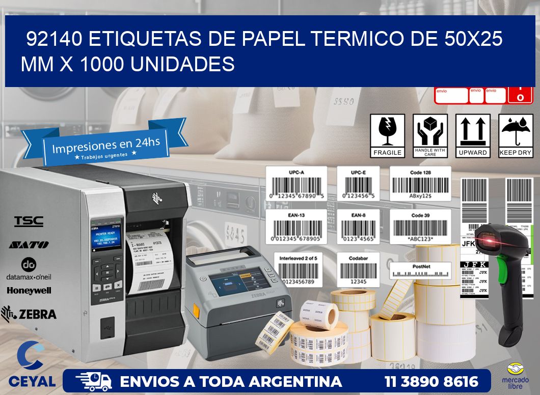 92140 Etiquetas De Papel Termico De 50x25 Mm X 1000 Unidades