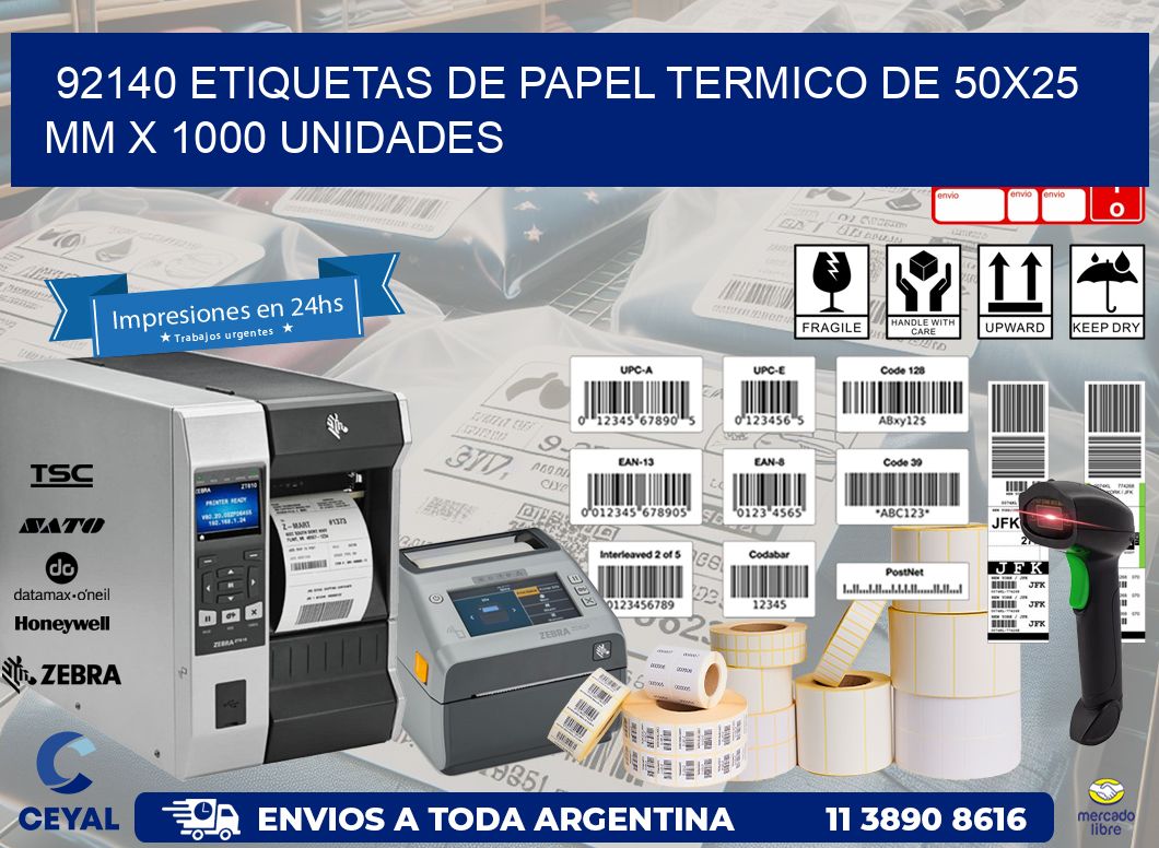 92140 Etiquetas De Papel Termico De 50x25 Mm X 1000 Unidades