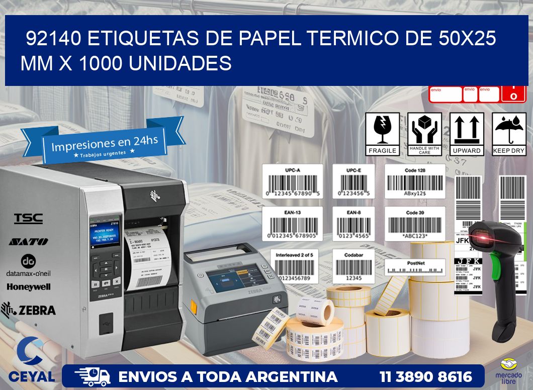 92140 Etiquetas De Papel Termico De 50x25 Mm X 1000 Unidades