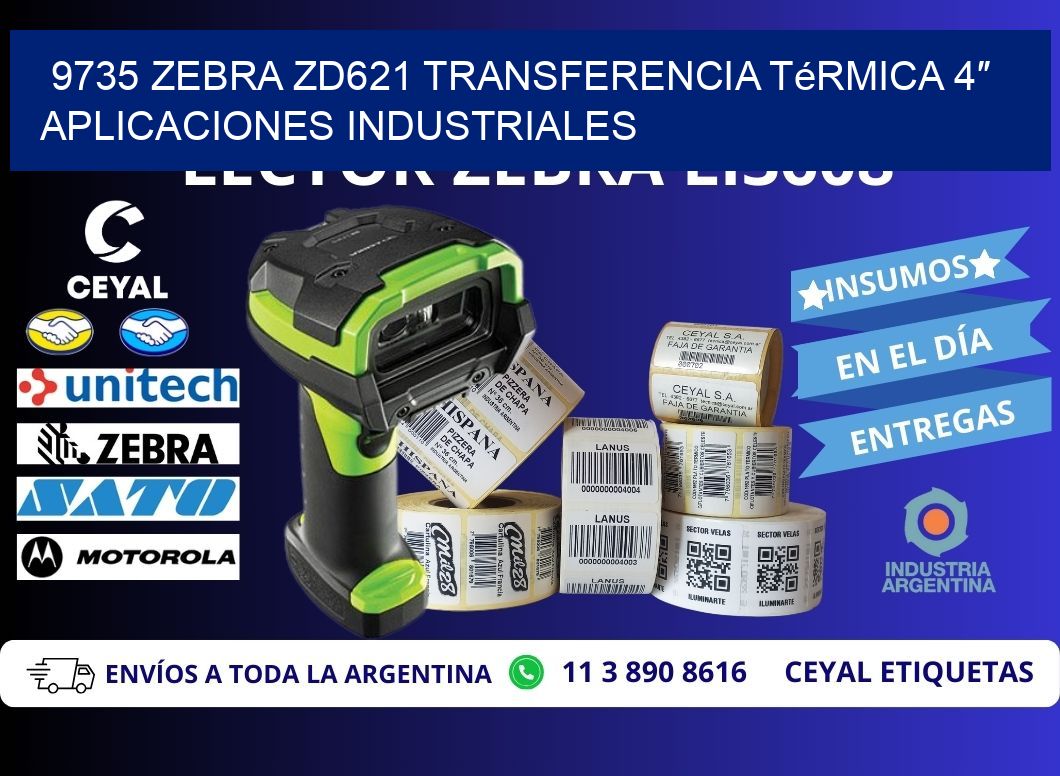 9735 Zebra ZD621 transferencia térmica 4″ aplicaciones industriales