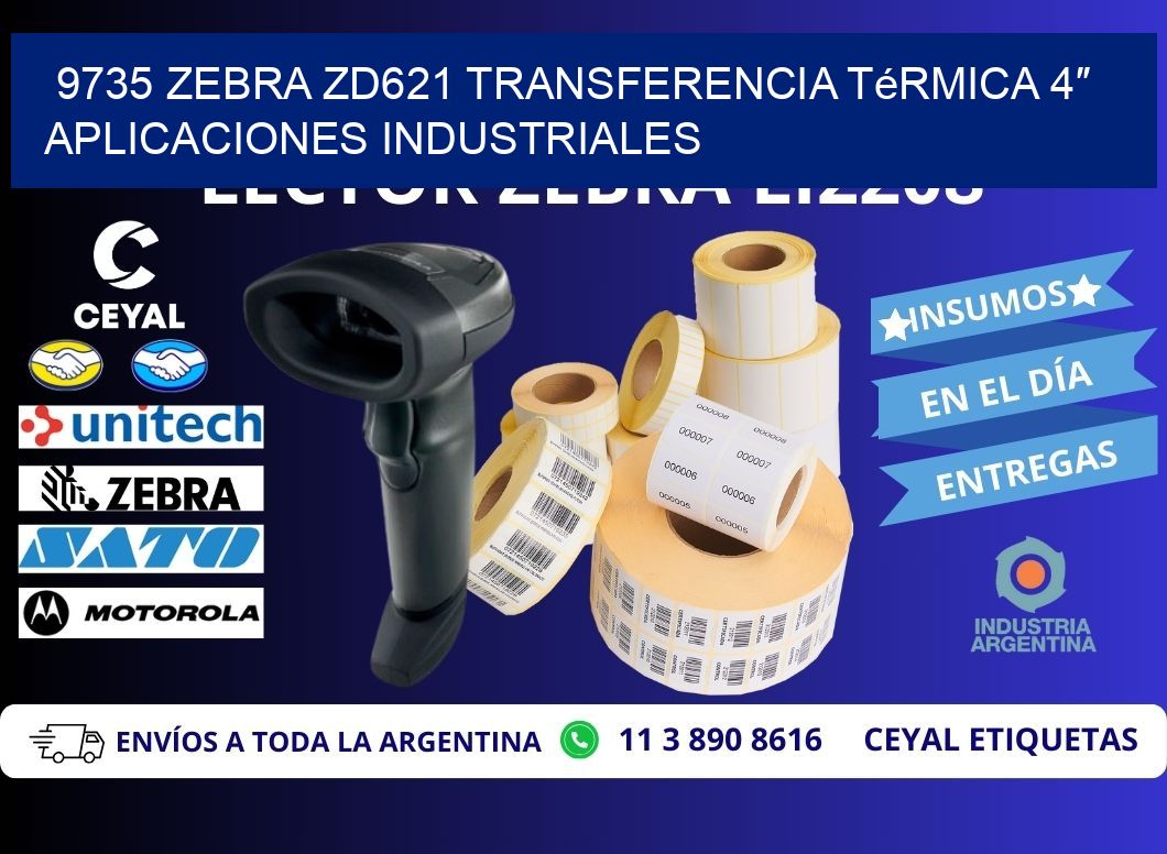 9735 Zebra ZD621 transferencia térmica 4″ aplicaciones industriales