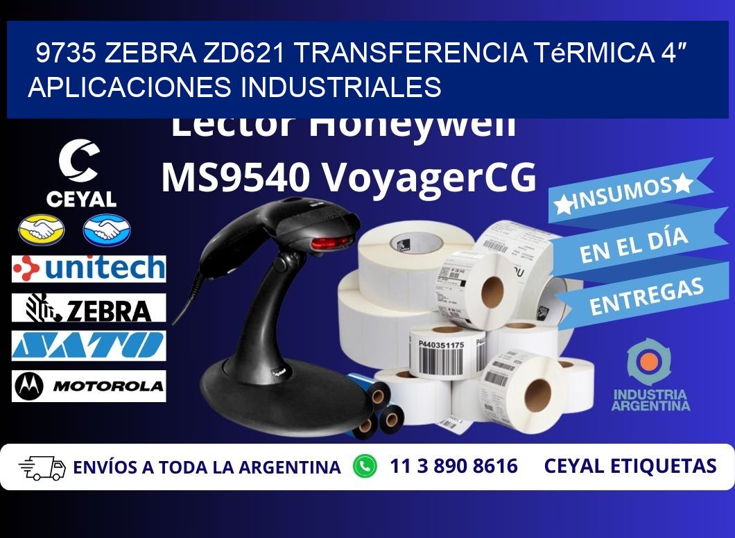 9735 Zebra ZD621 transferencia térmica 4″ aplicaciones industriales