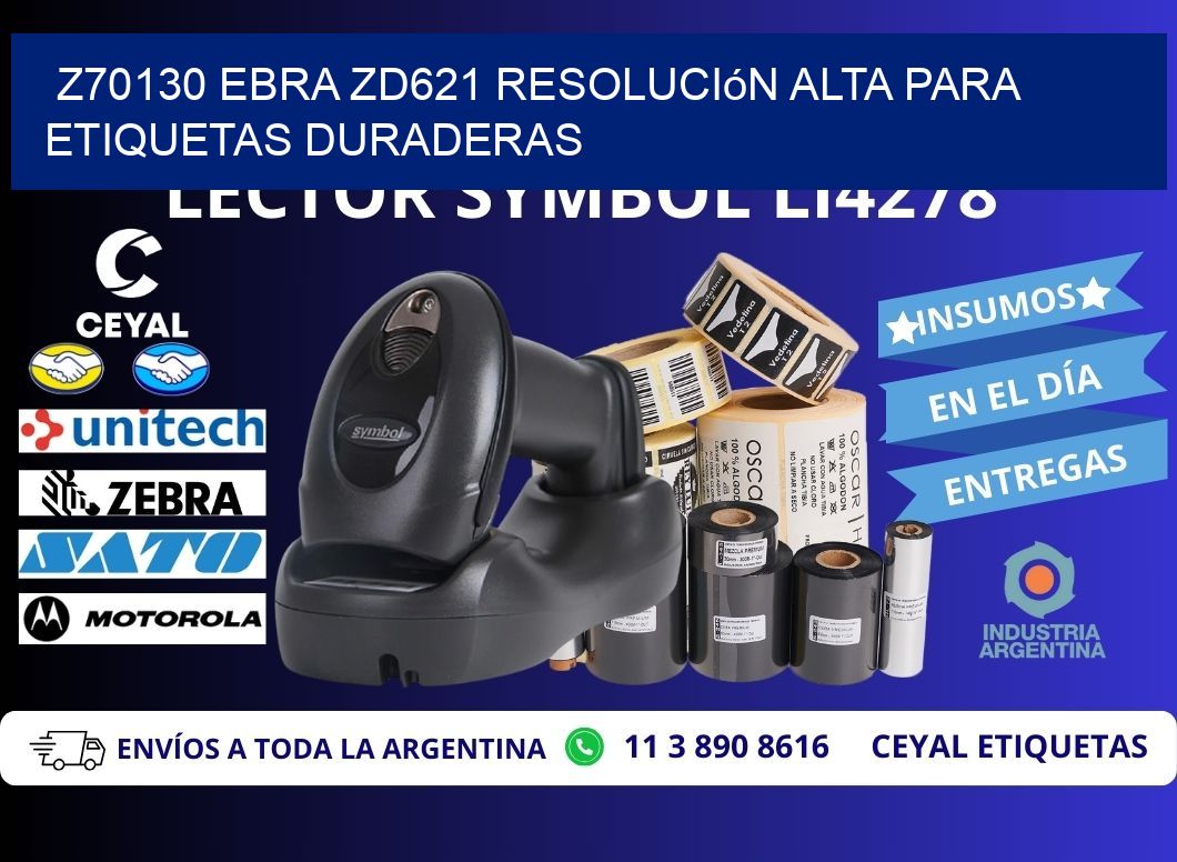 Z70130 ebra ZD621 resolución alta para etiquetas duraderas