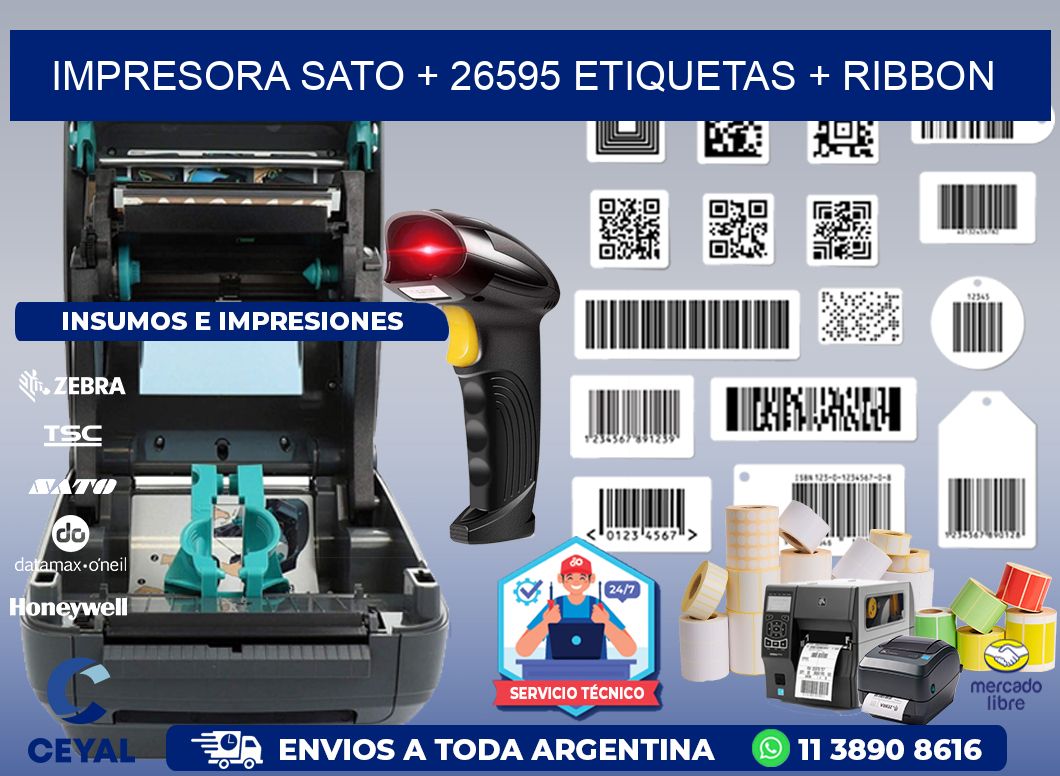 impresora SATO + 26595 etiquetas + ribbon